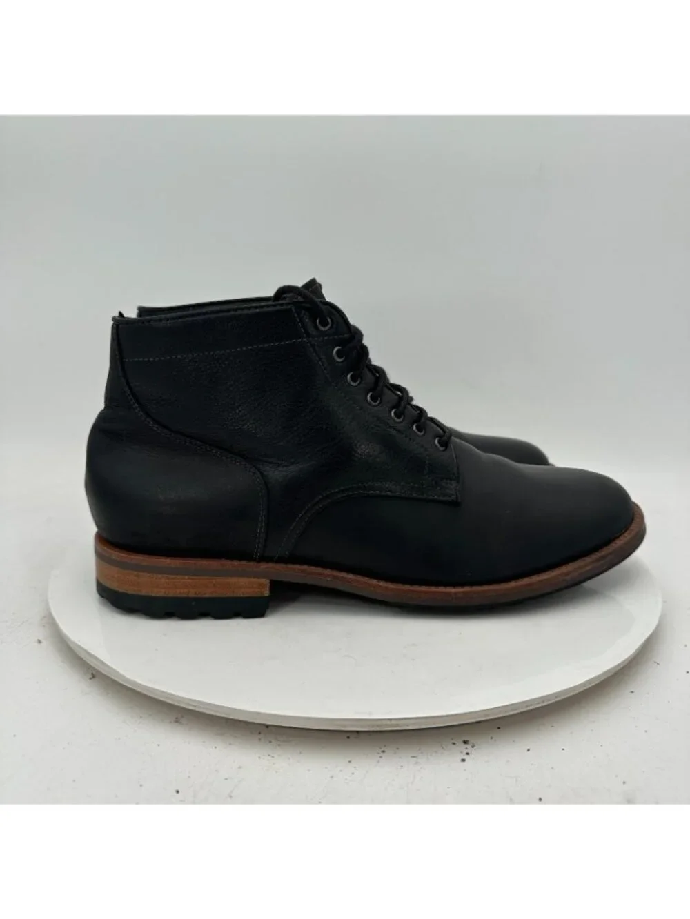 Warfield & Grand Scout Men Size 8.5 Black  Leather Cap Round Toe Ankle Boot